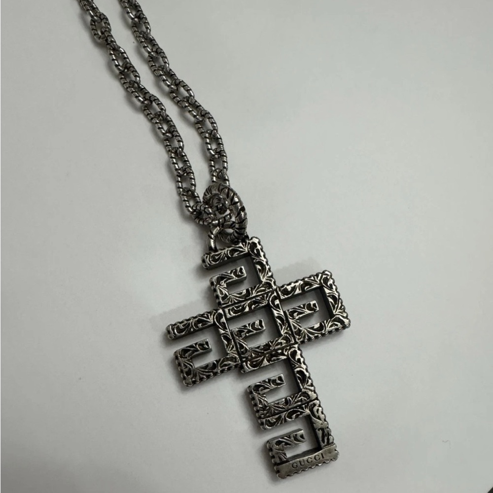 Gucci Sterling G Cross Necklace